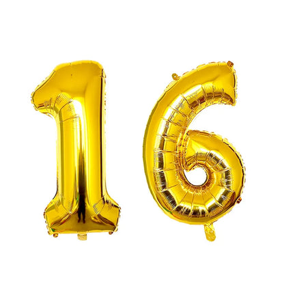 2Pcs 32 Inch Gold Silver Black Blue Red Helium Foil Number Balloon 16 17 18 19 20 21 Happy Birthday Party Decoration Supplies