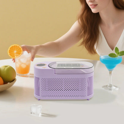 Ice Maker Portable Mini, 12V Car Power Cord, Taro Purple, Low Noise 60dB, Food Grade Aluminum, DIY Ice Cubes, For Kitchen Travel Camping Iced Drinks