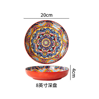 Ceramic Tableware Set Rice Bowl Serving Plate Creative Cutlery Soup Plate Noodle Handle Bowl Sauce Dish Steak Salad Fruit Plate