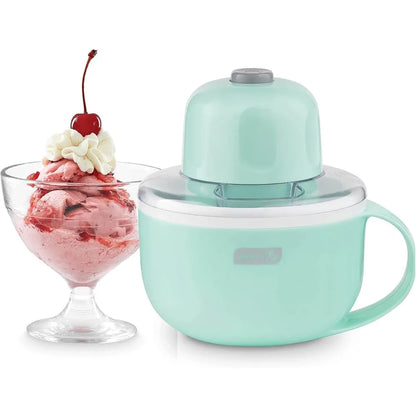 Single Serve Ice Cream Maker for Gelato  Yogurt Sorbet Dessert Easy Use Cleaning Included Aqua Color 1 Bowl