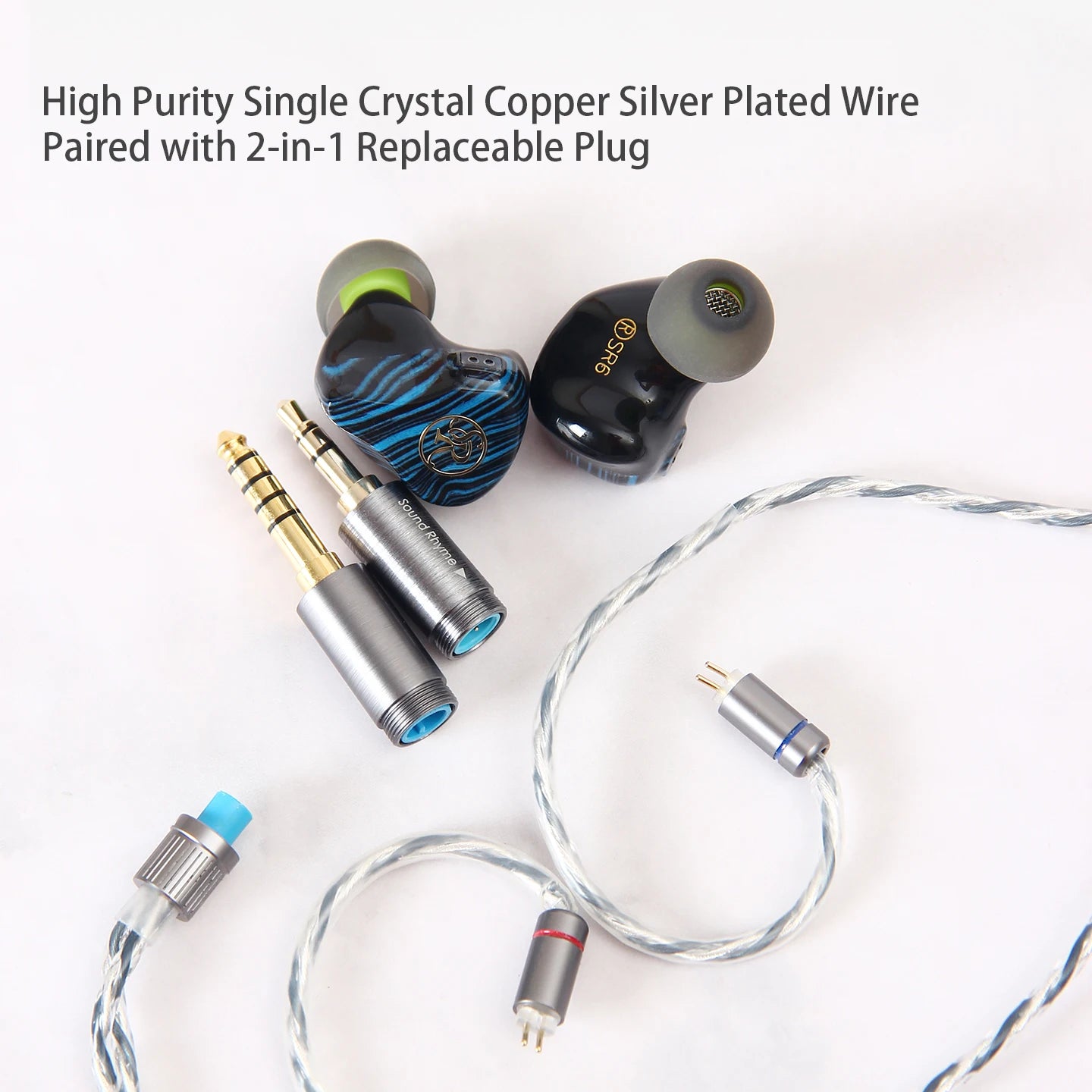 Sound Rhyme SR6 HIFI Earphones 1DD + 2BA + 2PD+ 1BC Multi-Driver In-Ear Earbuds Hybrid Driver Gaming Wired Earphones