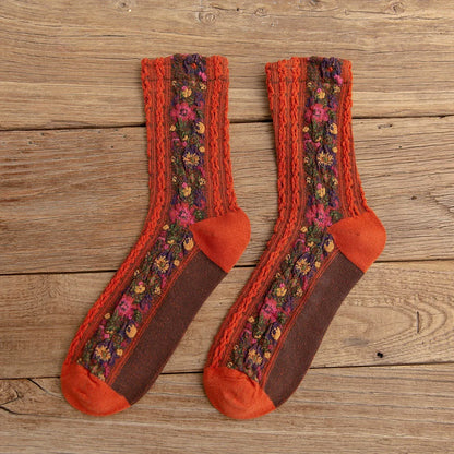Autumn Winter Japanese Harajuku Woman Socks Popsocket Cotton with Flowers Funny Socks Women Kawaii Girls Calcetines Mujer 190