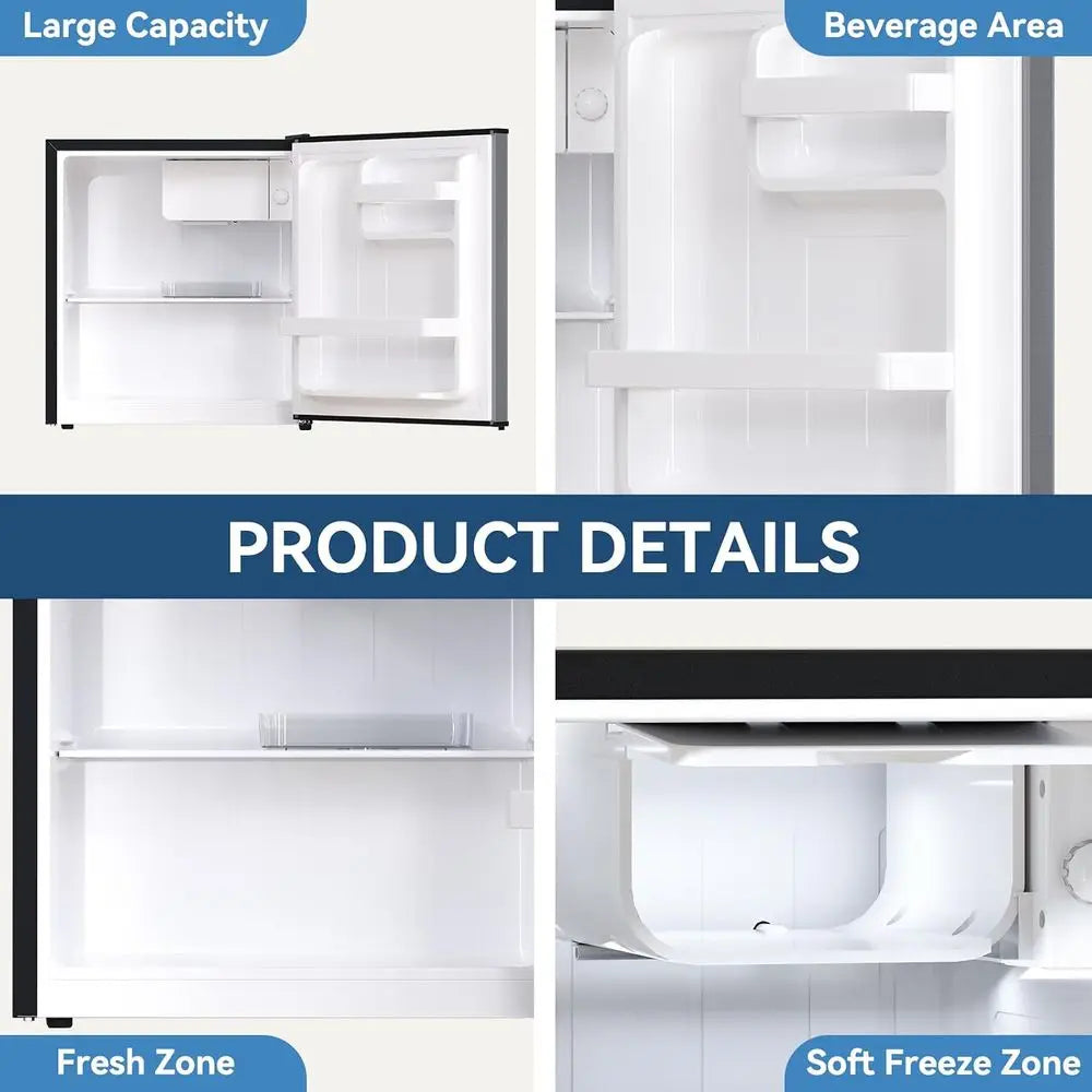 Compact Mini Refrigerator with Freezer, Ideal for Dorms and Bedrooms (Grey)