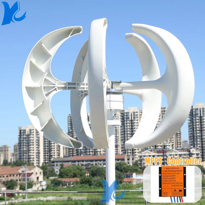 Home 10KW Vertical Wind Power Turbine 3KW 5KW 8KW 12V 24V 48V Lantern Shape Low Noise Roof Windmill With Hybrid MPPT Controller