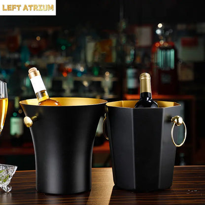 European Stainless Steel Ice Bucket Beer Red Wine Juice Drink Cooler Bar Family Party Champagne Ice Bucket Bar Wine Accessories