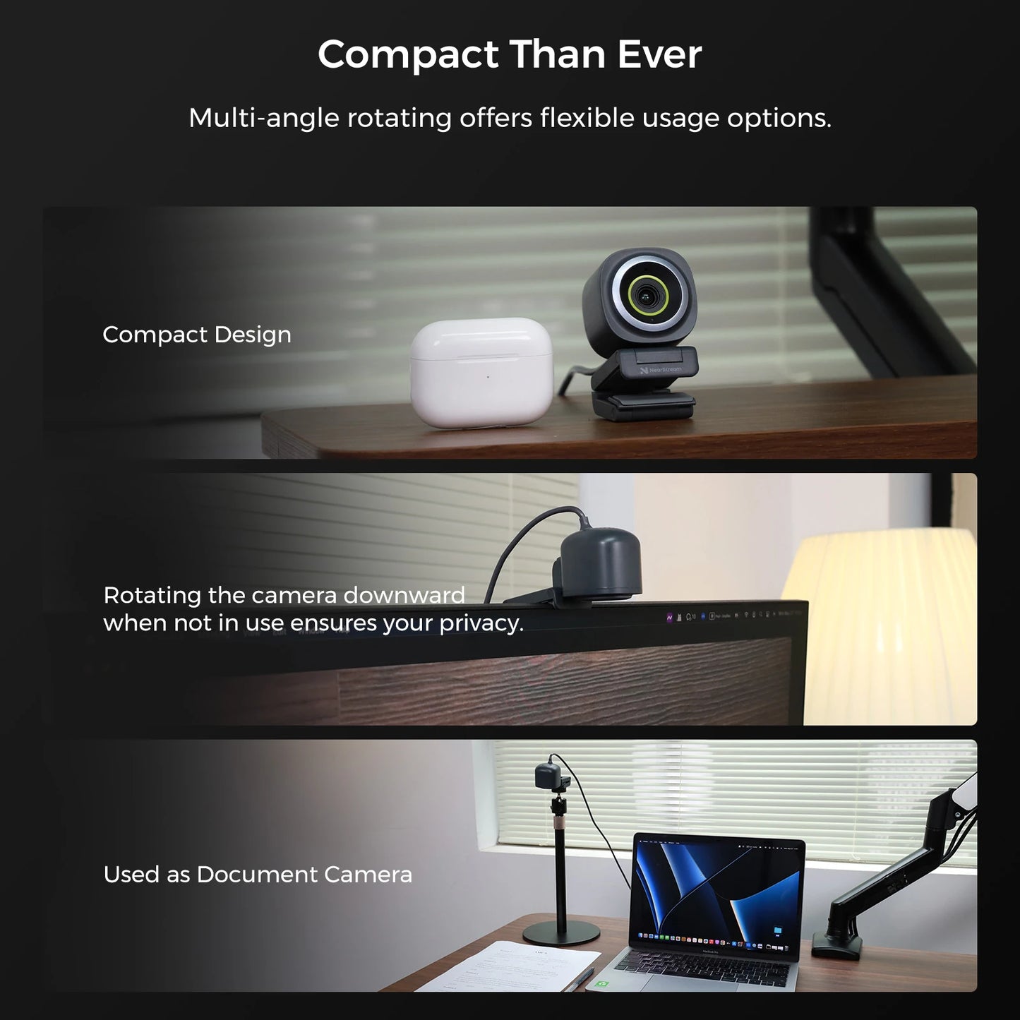NearStream V08AF 4K UHD USB-C Webcam, AI Auto Framing, True Auto Focus, HNR Noise Cancelling Mic, 45–95° Adjustable FOV, Vertical Screen Support, NearSync Image Tuning, Plug & Play PC Camera for Meetings & Live Streaming