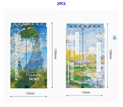 Portable Mini Notebook Japanese Famous Painting Pocket Spiral Notebook Languages Learning Word Book for School Stationery