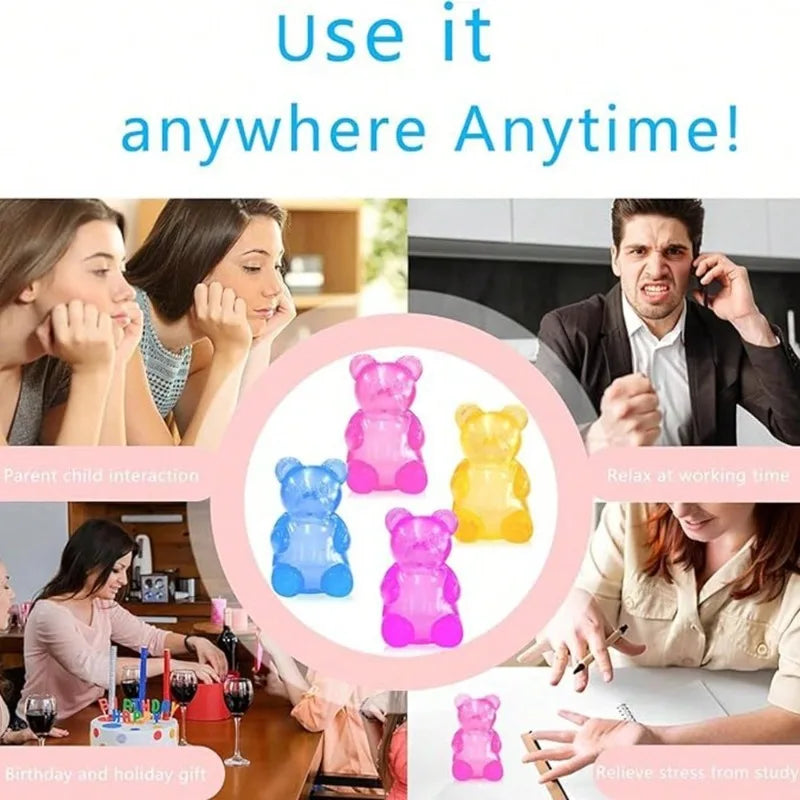 NEEDOH Soft Gummy Bear Fidget Squeeze Toy TPR Sensory Stress Relief Toy Kids Birthday Party Gift