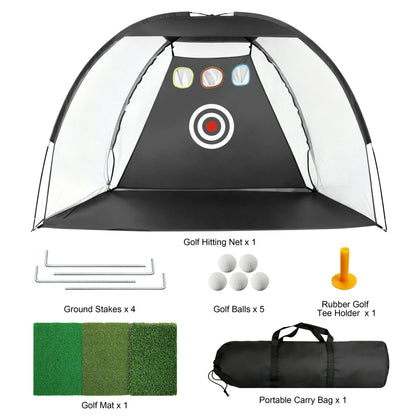 6.6ft×4.6ft Golf Practice Net with Hitting Mat, Home Backyard Driving Chipping Swing Training Aid for Golfers