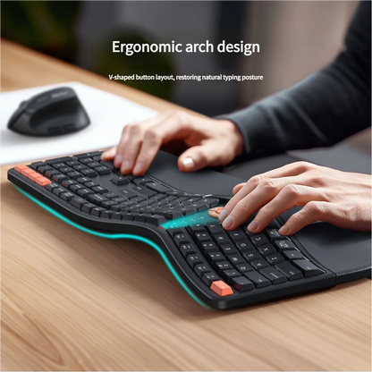 Premium 2.4G/Bluetooth Dual-Mode Rechargeable Ergonomic Keyboard And Mouse Combo Wrist Rest Multimedia Keyboard Mouse Set For PC
