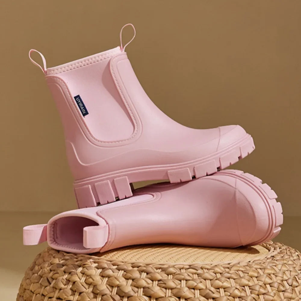 Winter Women's Boots Cotton Padded Women's Rain Shoes Midsole Rain Boots Women Wear-resistant Waterproof Anti Slip Rubber Shoes