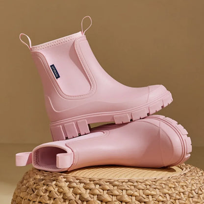 Winter Women's Boots Cotton Padded Women's Rain Shoes Midsole Rain Boots Women Wear-resistant Waterproof Anti Slip Rubber Shoes