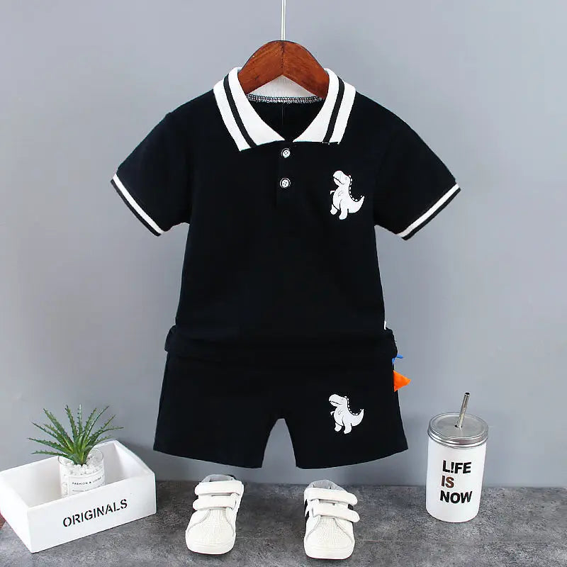 Baby Boy Summer Clothes Sets Korean Fashion Turn-down Collar T-shirts Tops and Shorts Two Piece Infant Outfits Kids Tracksuits