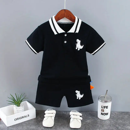 Baby Boy Summer Clothes Sets Korean Fashion Turn-down Collar T-shirts Tops and Shorts Two Piece Infant Outfits Kids Tracksuits