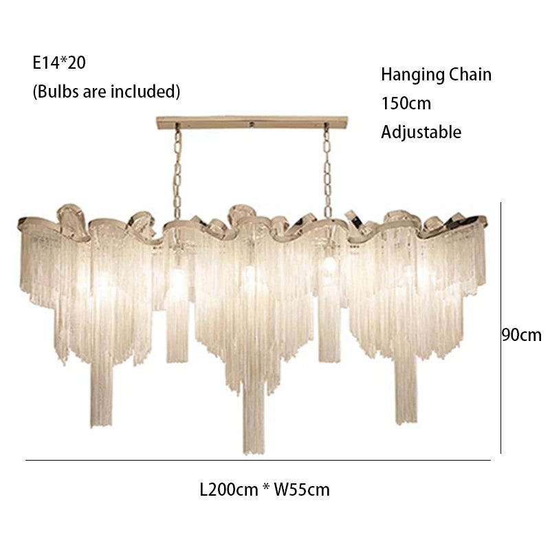 Luxury Tassels Led Pendant Lights New Gold Lustres Hanging Lamps For Ceiling Modern Decoration Home Decor For Bedroom Chandelier