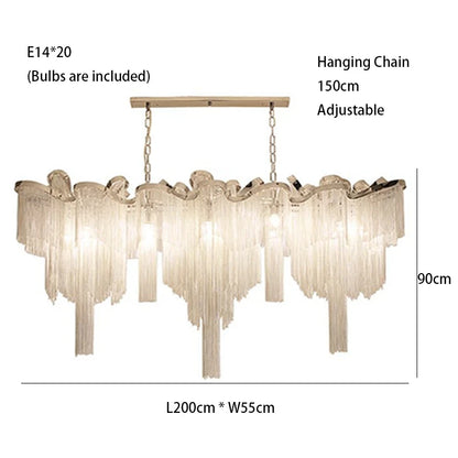 Luxury Tassels Led Pendant Lights New Gold Lustres Hanging Lamps For Ceiling Modern Decoration Home Decor For Bedroom Chandelier