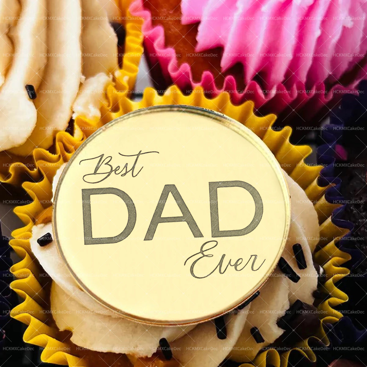10pcs Gold Acrylic Best DAD Ever/LOVE YOU Dad Cake Toppers for Happy Father`s Day Birthday Party Cake Decorations