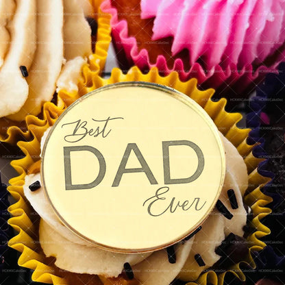 10pcs Gold Acrylic Best DAD Ever/LOVE YOU Dad Cake Toppers for Happy Father`s Day Birthday Party Cake Decorations
