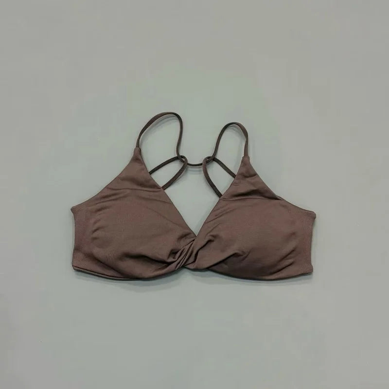 HISTELLO Vision Sports Bra Women Cross Back Seamless Yoga Bra With Removable Pads Backless Underwear Gym Running Sports Top