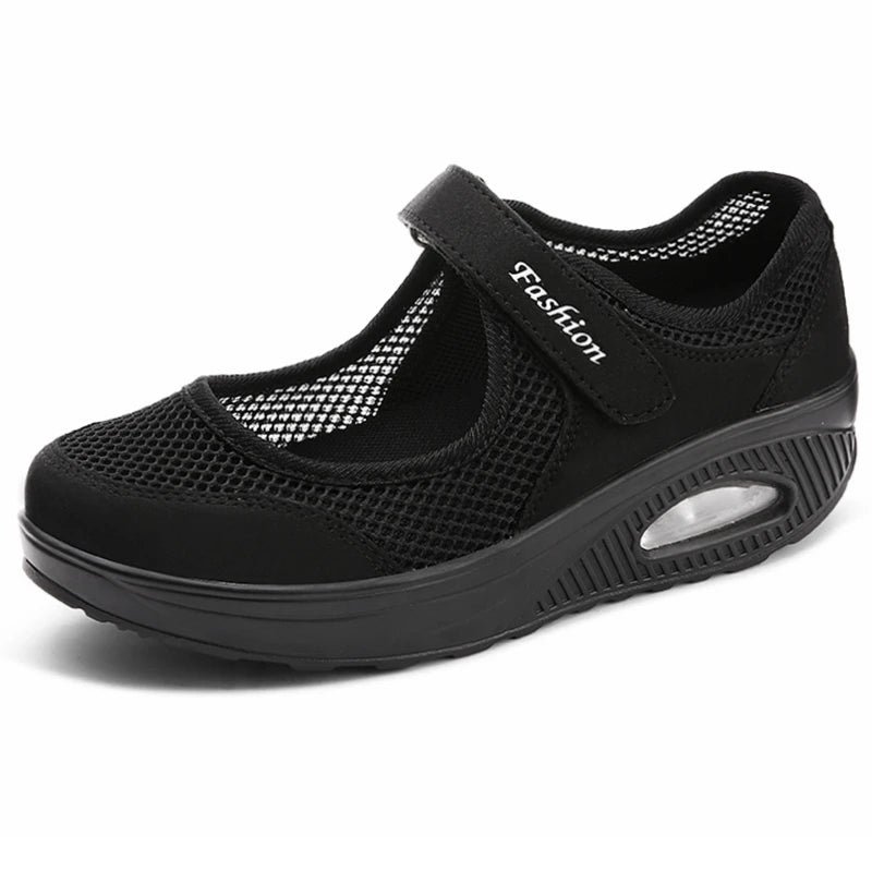 Women's Breathable Walking Shoes Ladies Fashion Mary Jane Sneakers Adjustable Working Nurse Shoes Lightweight Flats Roll