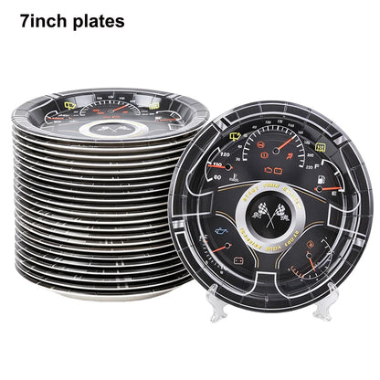 20/100Pcs Racing Car Birthday Party Supplies 7''and 9'' Paper Plates Dessert Cake Plates Napkins Racing Theme Birthday Decoratio