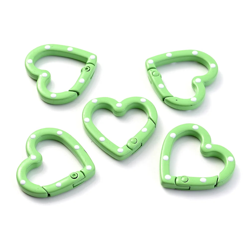 Heart-Shaped Lobster Clasp Connectors — Multicolor Metal Spring Clips