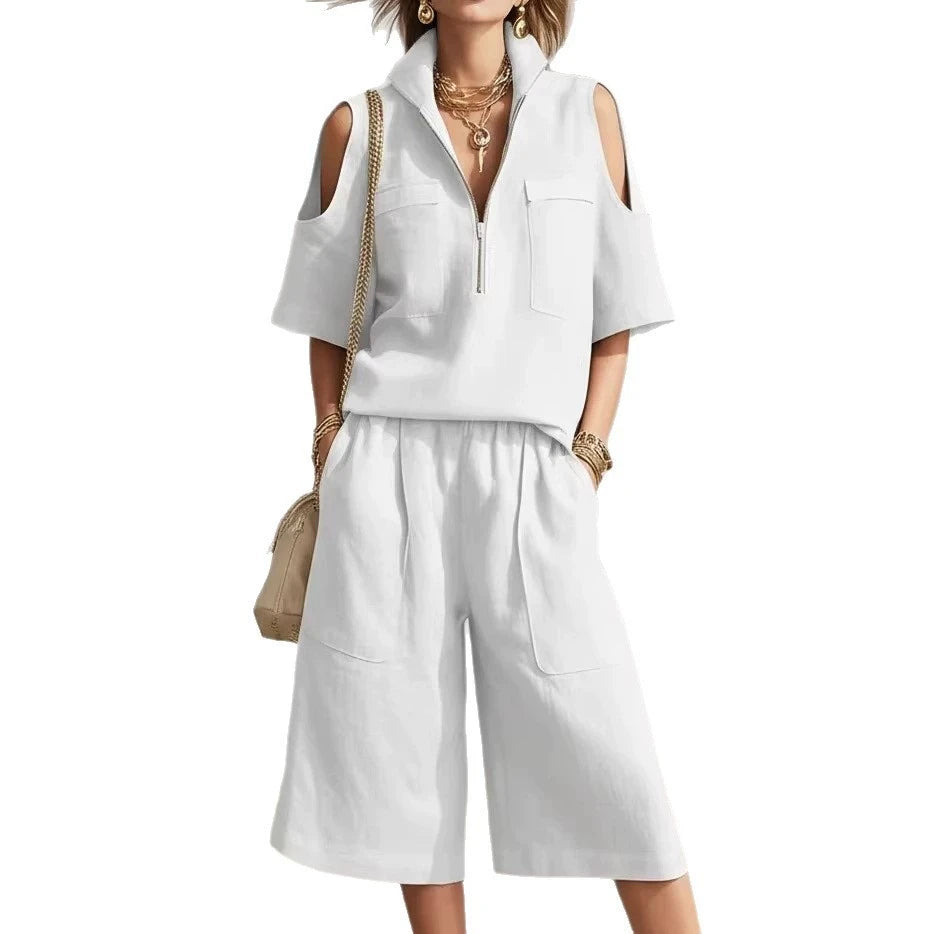 2026 Summer Cross Border New Foreign Trade Women's Clothing Short Sleeve Shorts Shirt Loose Pants Two Piece Sets Casual Clothes