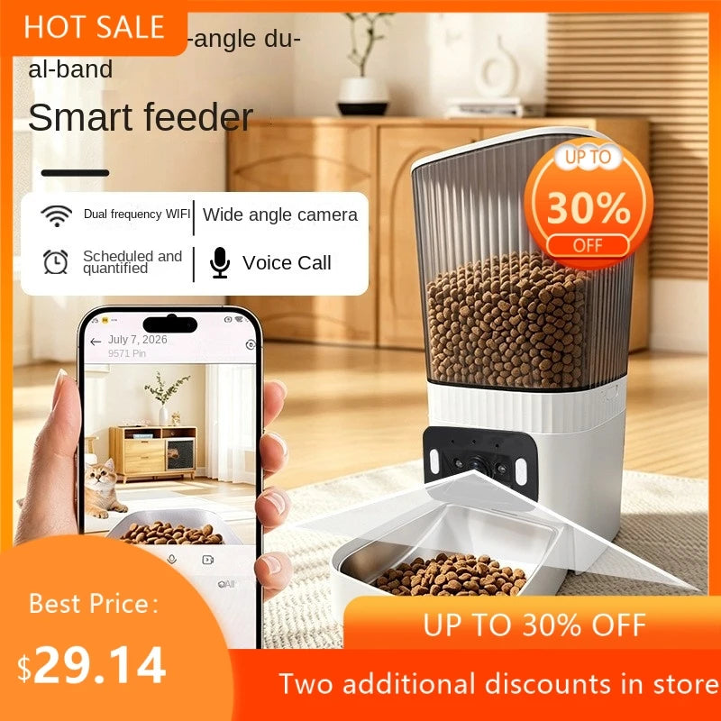 Cross Border Remote Control Cat Automatic Feeder With Camera Visual Interactive Home Pet Intelligent Feeder New Hot DropShipping