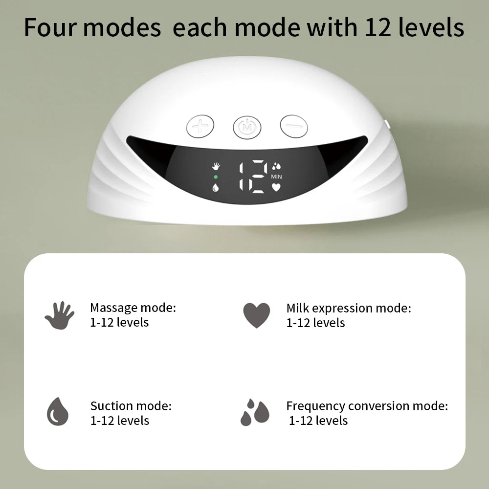 Wearable Breast Pump Silent Hands Free Electric Breast Pump with LED Display 4 Modes 12 Levels Comfort Milk Collector BPA-free