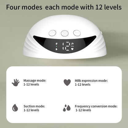 Wearable Breast Pump Silent Hands Free Electric Breast Pump with LED Display 4 Modes 12 Levels Comfort Milk Collector BPA-free