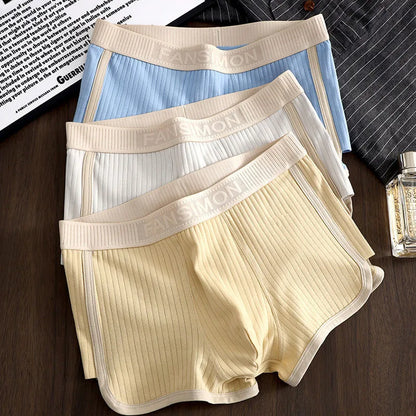 1/3PCS Solid Striped Men's Boxer Sexy Breathable Mesh U Crotch Underwear High Elastic Widen Waistband Underpants sports