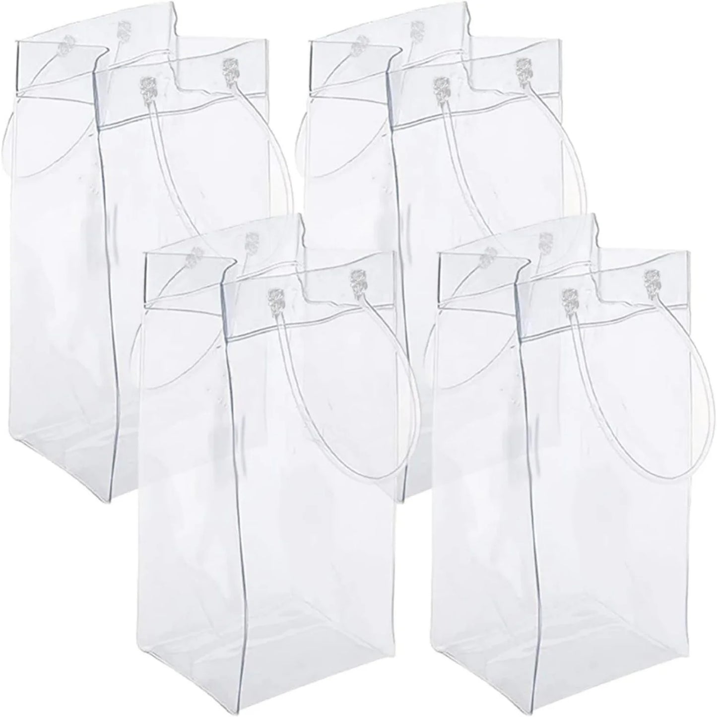 4PCS Transportable Foldable Champagne Ice Bag Beer Cooler Clear White PVC Wine Chiller Ice Bag for Cold Drink at Outdoor Event
