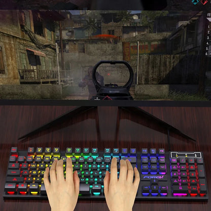 104 Keys Wired Keyboard RGB Colorful Gaming Keyboard Mechanical Feel Keyboard Standard Keyboard for Windows Laptop Computer