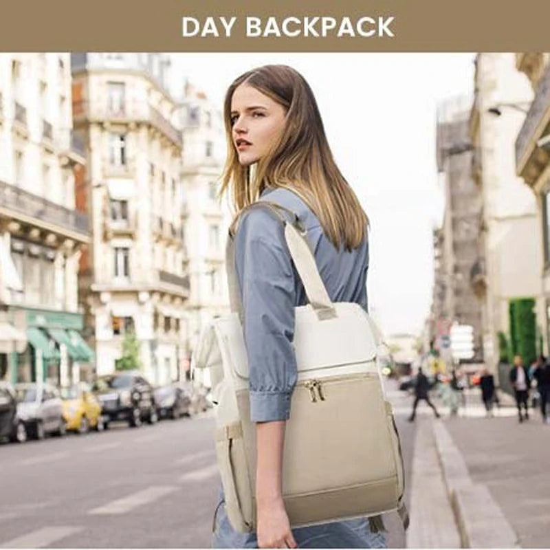 Cream Color Women Travel Laptop Backpack Large Capacity Multi-Piece Luggage Bag Simple Versatile Shoulder School Bag Travel Bags
