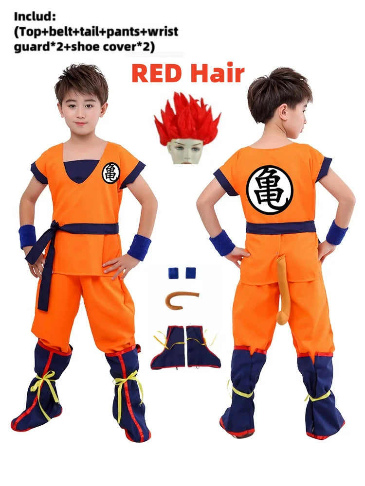 Boys Girls Halloween Son Goku Cosplay Costumes For Kids Outfit Bodysuit Men Krillin Training Clothes Saiyan Outfits Wig Dress Up