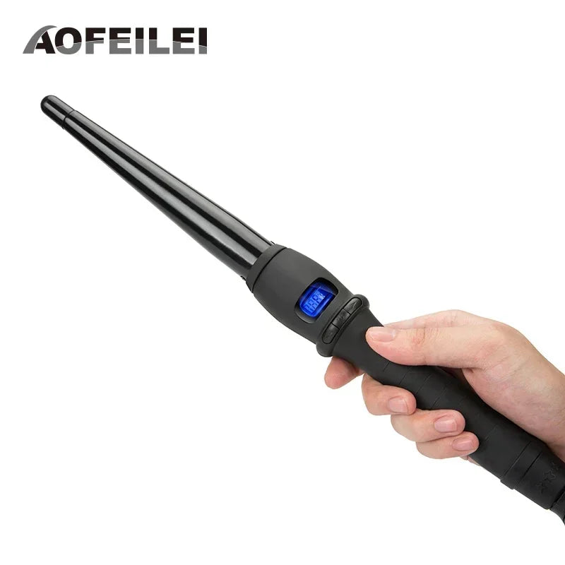 Aofeilei Ceramic Cone Hair Curling Iron Big Waver Electric Curl Hair Curlers with Gloves Cone Shape Hair Styling Tool
