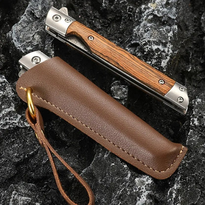 Stainless Steel Folding Knife | Wood Handle, Foldable Blade | Camping & Outdoor Carry