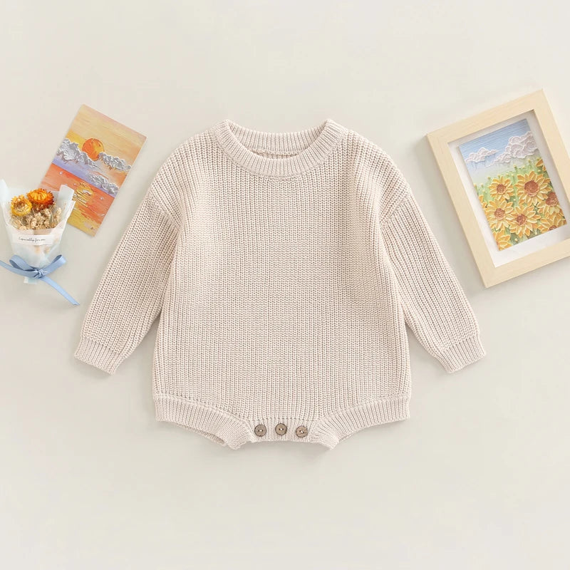 0-2Y Knitting Newborn Baby Girl Boy Spring Autumn Clothes Cute Long Sleeve Sweater Romper Jumpsuit Casual New born Outfits