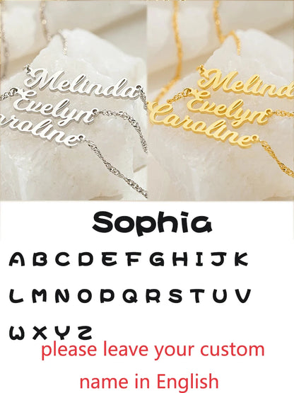 Custom Different Font Name Pendant Necklace for Woman Girls Stainless Steel Nameplate Personalized Choker Necklaces Jewelry Gift