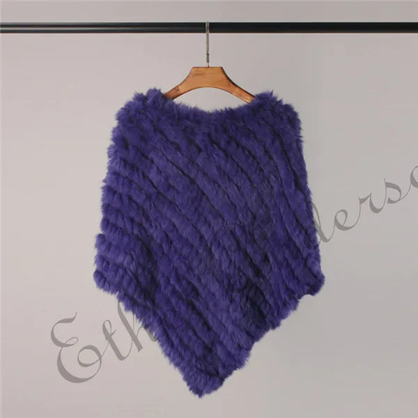 Women's Real Rabbit Fur Poncho Vest Natural Leather Winter Jacket Wrap Coat Shawl  Wedding Party Knitted Fur Vest Wholesale