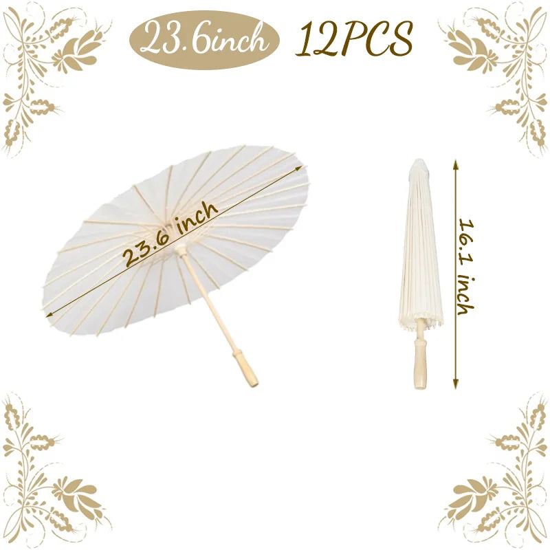 6-50Pcs 23.6/33Inches Wedding Paper Umbrellas White Parasols Bulk for Wedding Guests Bridal Party Decor Photo Props DIY Painting