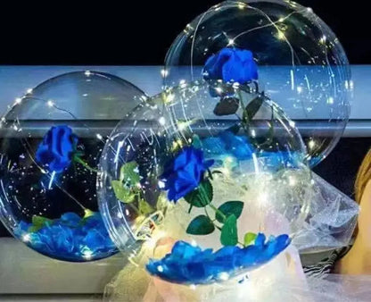 LED Luminous Balloon Rose Bouquet Light Transparent Balloons Flower for Wedding Party Valentines Day Decor Birthday Thanksgiving