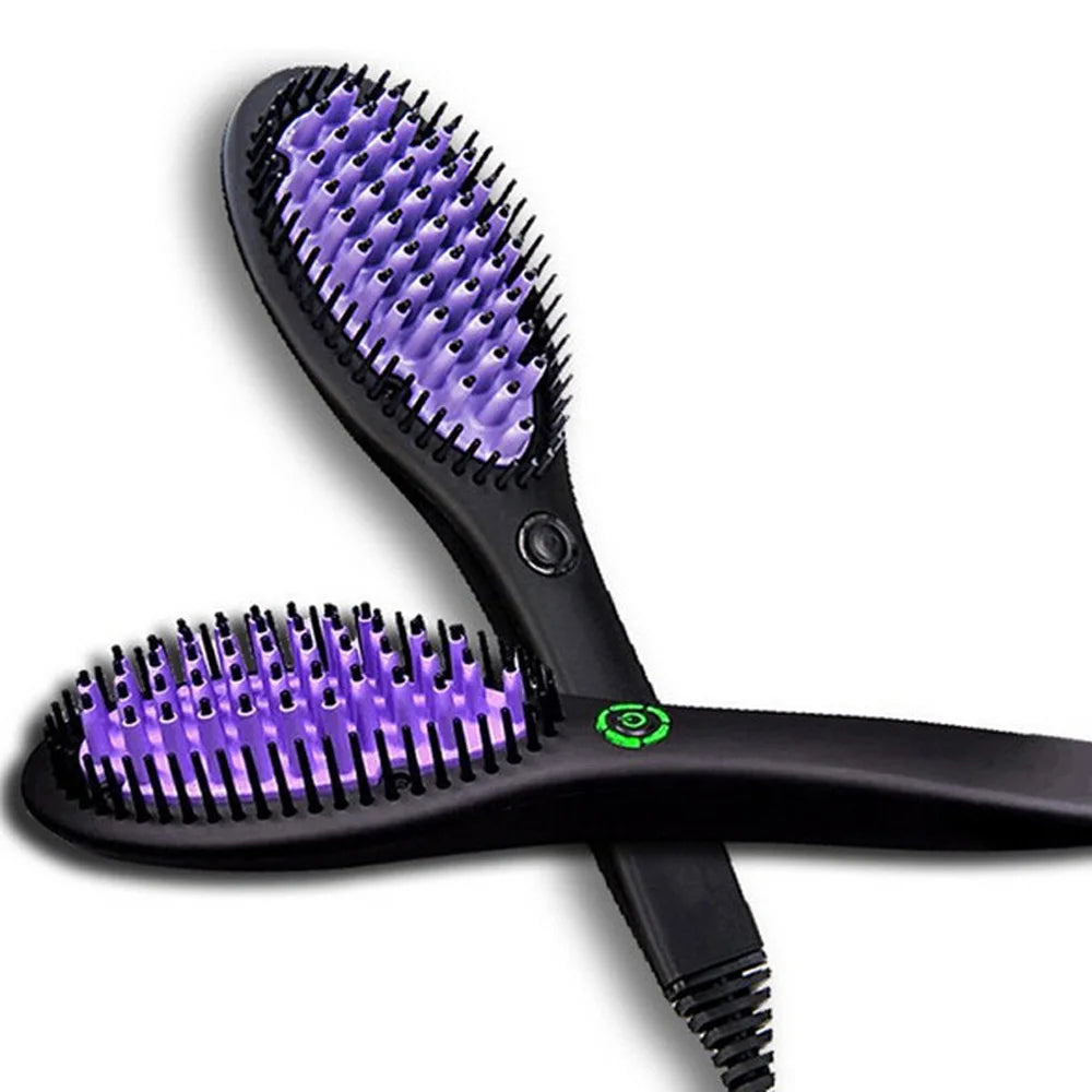 Hot Comb Hair Straightener Brush Ionic Anti Scald Curling Iron Ceramic PTC Fast Heating Straightening Curler Stying Tool