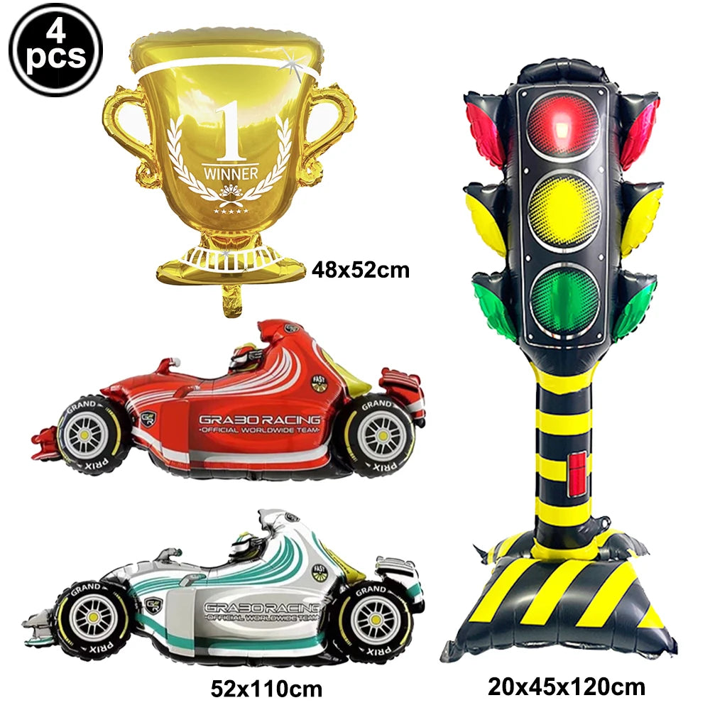40'' Number Race Car Balloon Racetrack Balloon Truck Bike Wheels Tire Racing Car Theme Party Supplies Boys' Birthday Party Favor