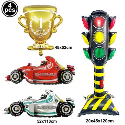 40'' Number Race Car Balloon Racetrack Balloon Truck Bike Wheels Tire Racing Car Theme Party Supplies Boys' Birthday Party Favor