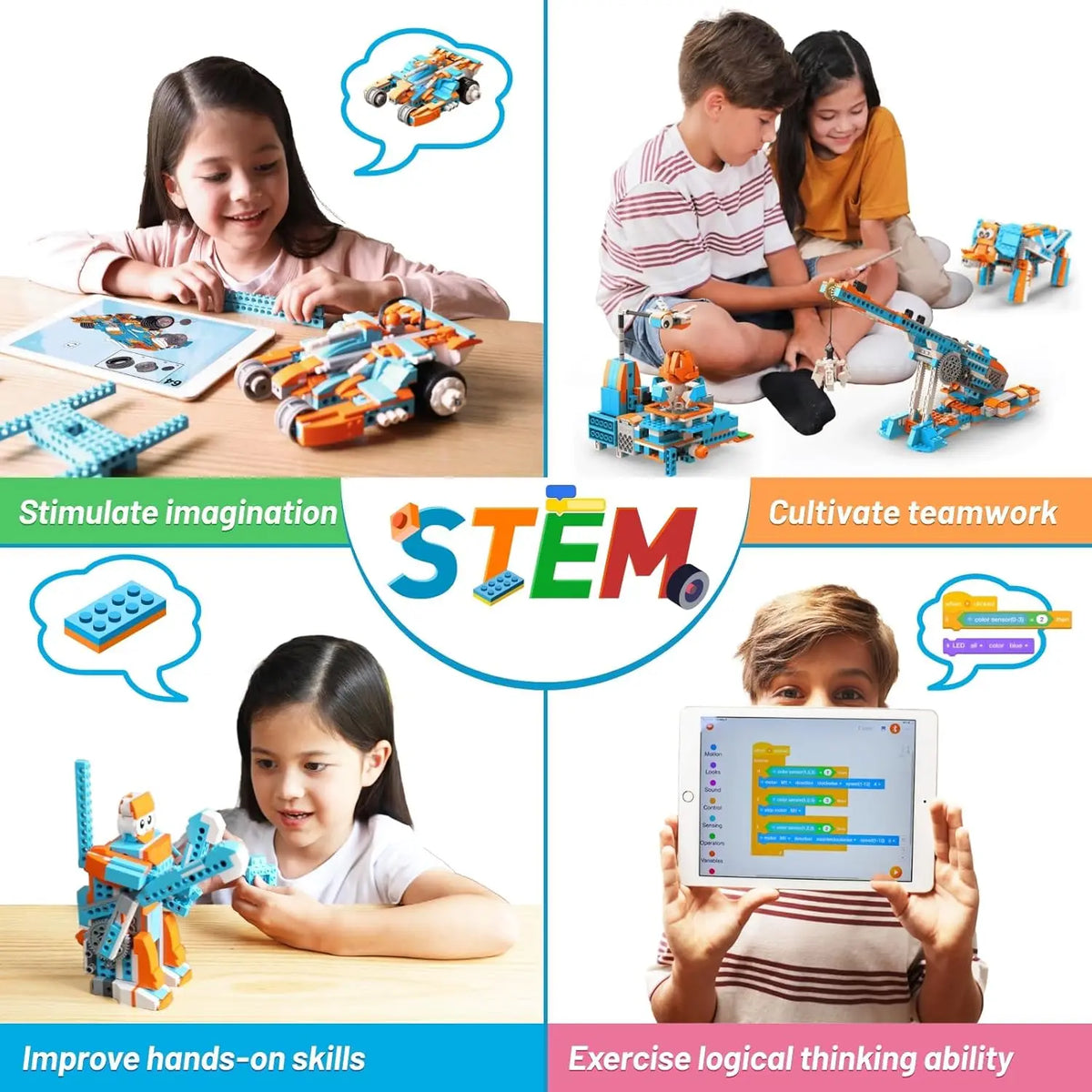 Apitor Robot S 10-in-1 Coding Robot Kit APP/Remote Control Programmable Building Blocks STEM Educational Toy Gift for Kids 8-12
