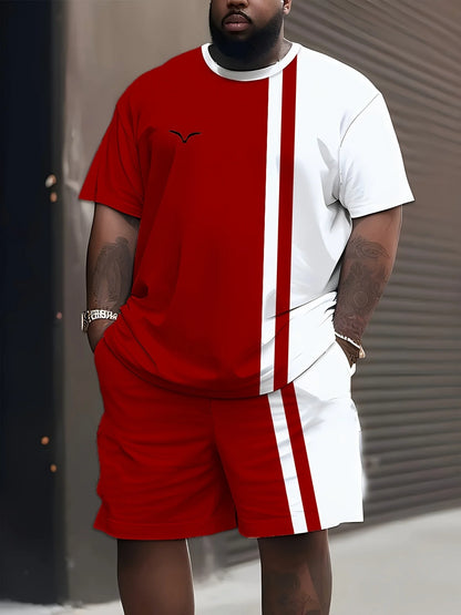 Summer Large Size Men's Clothing 3D Printed Short Sleeve Top Shorts 2-piece Set Outdoor Casual T-shirt Drawstring Shorts Sets