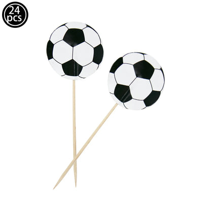 Soccer Ball Cake Topper Decorations Cupcakes Toppers Happy Birthday Sign Decor Football Theme Boy Girl Birthday Party Supplies