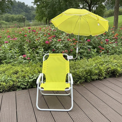 Alloy Low Profile Outdoor Folding Seat with Umbrella Canopy Portable Compact Beach Chair for Camping Fishing Garden Terrace