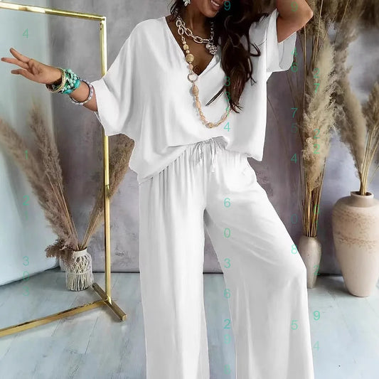 Women V Neck Linen Cotton Tee Loose Blouse Tops Spring Summer Casual T Shirts